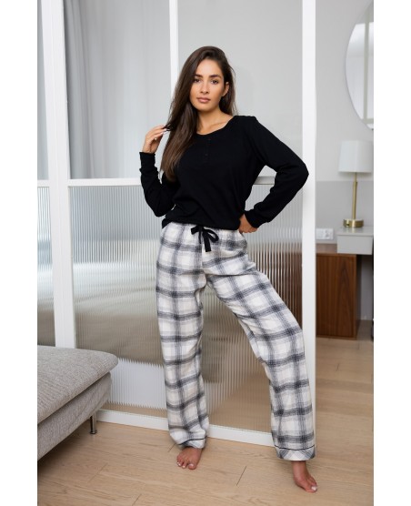 Piżama damska Sensis Blanche – długi rękaw, bawełna i flanela, S-XL