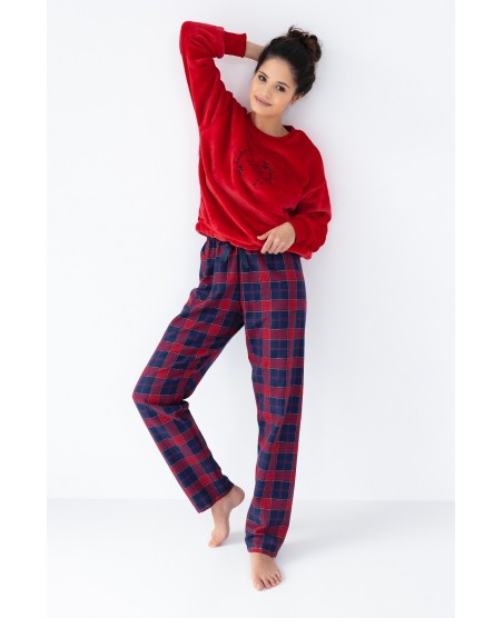 Ciepła piżama damska Cordelia – bluza typu soft i flanelowe spodnie z lurexem