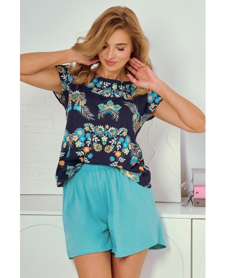 Letnia piżama damska Taro Jodie 3331 – krótki rękaw, kwiatowy wzór, S-XL