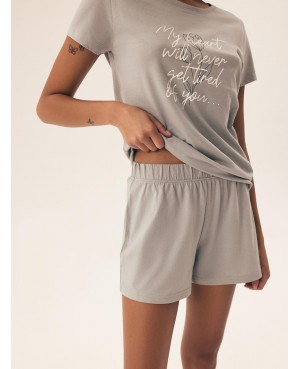 Piżama damska Henderson Ladies 42660 Naturaleza kr/r – bawełna, ozdobny nadruk, S–2XL