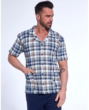 Piżama męska Cornette 318/54 bawełna rozpinana krótki rękaw spodnie długie